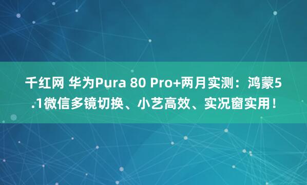 千红网 华为Pura 80 Pro+两月实测：鸿蒙5.1微信多镜切换、小艺高效、实况窗实用！